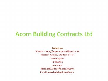 Acorn Builders Winchester Southampton