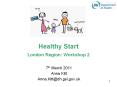 Healthy Start London Region: Workshop 2 PowerPoint PPT Presentation