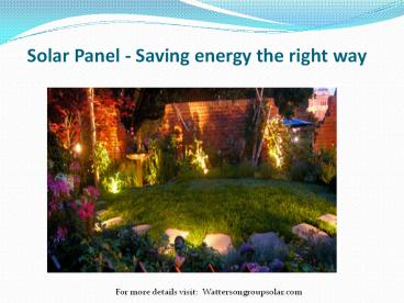 Solar Panel - Saving energy the right way
