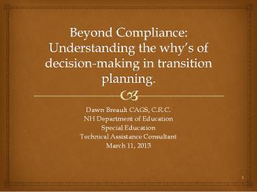 Beyond Compliance: Understanding the why