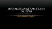 ERP Solutions - Why Microsoft Dynamics