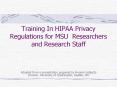 Training In HIPAA Privacy Regulations for MSU Researchers and Research Staff PowerPoint PPT Presentation