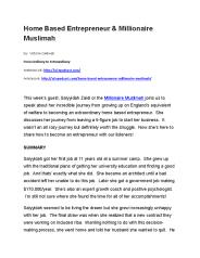Home Based Entrepreneur and Millionaire Muslimah