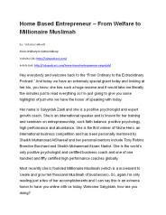 Home Based Entrepreneur – From Welfare to Millionaire Muslimah