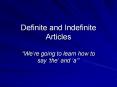 Definite and Indefinite Articles PowerPoint PPT Presentation