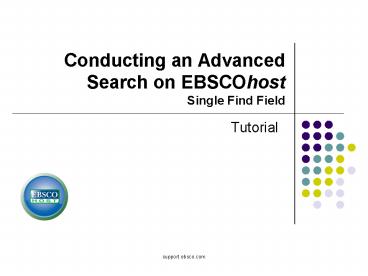 Conducting an Advanced Search on EBSCOhost Single Find Field