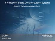 EIN 4905/ESI 6912 Decision Support Systems  Excel