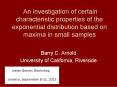 An investigation of certain characteristic properties of the exponential distribution based on maxima in small samples PowerPoint PPT Presentation