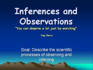 Inferences and Observations 