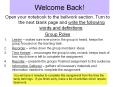 Welcome Back! PowerPoint PPT Presentation