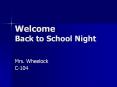Welcome Back to School Night PowerPoint PPT Presentation