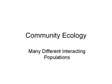 Community Ecology