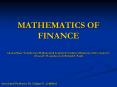 MATHEMATICS OF FINANCE Adopted from  PowerPoint PPT Presentation