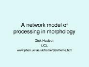 A network model of processing in morphology