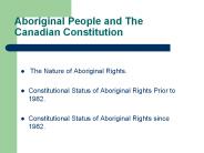 Aboriginal People and The Canadian Constitution