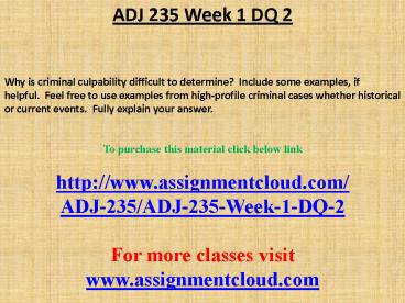 ADJ 235 Week 1 DQ 2