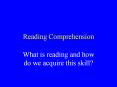 Reading Comprehension PowerPoint PPT Presentation