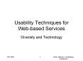 Usability Techniques for Web-based Services PowerPoint PPT Presentation