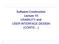 Software Construction Lecture 15 USABILITY and USER INTERFACE DESIGN (CONTD PowerPoint PPT Presentation