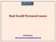 Bad Credit Personal Loans