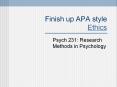 Finish up APA style Ethics PowerPoint PPT Presentation