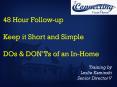 48 Hour Follow-up Keep it Short and Simple DOs PowerPoint PPT Presentation