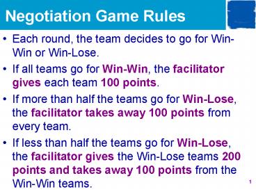 Negotiation Game Rules