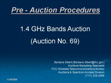 Pre - Auction Procedures