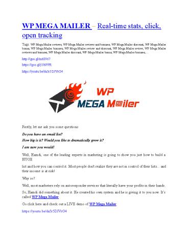 WP Mega Mailer review & bonuses - cool weapon