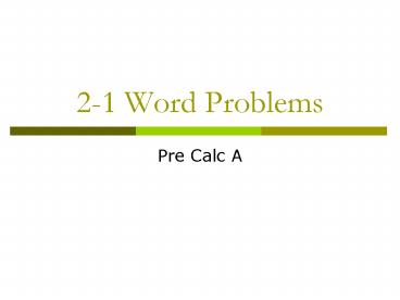 2-1 Word Problems