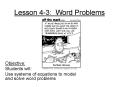 Lesson 4-3: Word Problems PowerPoint PPT Presentation