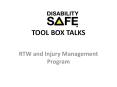 TOOL BOX TALKS PowerPoint PPT Presentation