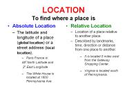LOCATION To find where a place is