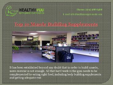 Bodybuilding Supplements Canada