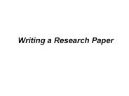 Writing a Research Paper
