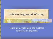 Intro to Argument Writing