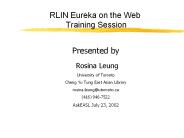 RLIN Eureka on the Web Training Session