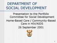 DEPARTMENT OF SOCIAL DEVELOPMENT