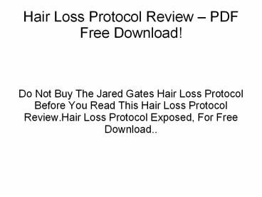 Hair Loss Protocol Review - PDF Free Download