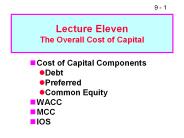 Lecture Eleven The Overall Cost of Capital