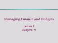 Managing Finance and Budgets PowerPoint PPT Presentation