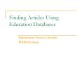 Finding Articles Using Education Databases PowerPoint PPT Presentation