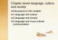 Chapter seven language, culture, and society PowerPoint PPT Presentation