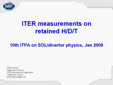 ITER measurements on