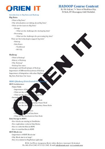 Hadoop Training  Institute in Hyderabad