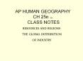AP HUMAN GEOGRAPHY CH 25n 23o CLASS NOTES PowerPoint PPT Presentation