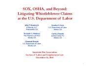 SOX, OSHA, and Beyond: