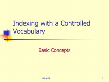 Indexing with a Controlled Vocabulary