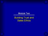 Building Trust and Sales Ethics
