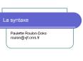 La syntaxe PowerPoint PPT Presentation